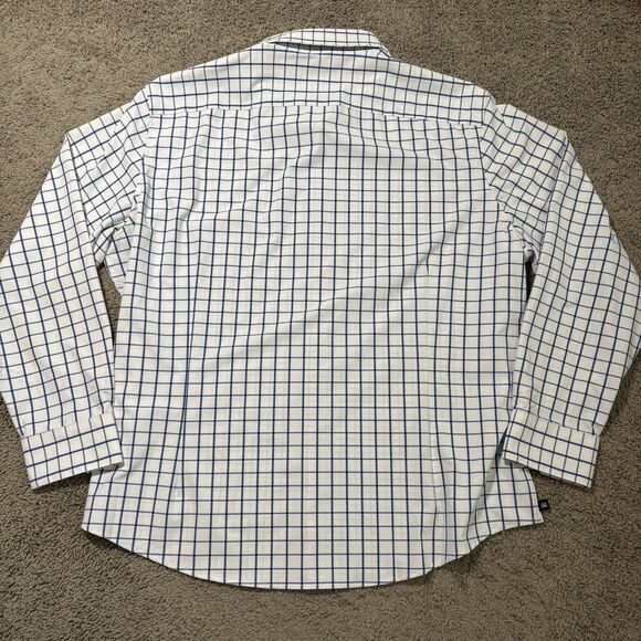 Mizzen Main Leeward Dress Shirt Men’s 2XL White Blue Check Stretch Long Sleeve - Picture 7 of 7